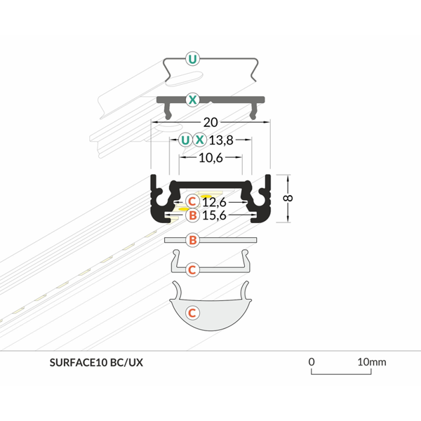 Opbouwprofiel aluminium 